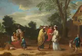 A Couple Consulting a Fortune Teller by follower of David Teniers the Younger, Oil on canvas (relined), sold Sep 2014