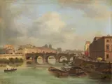 Giuseppe Canella, A View of the Pont-Neuf in Paris, Oil on card