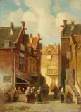 Charles Leickert, A Dutch Street Scene, Oil on panel