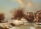 Bernhard Peters, Winter Landscape with a City View, Oil on canvas