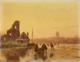 Andreas Schelfhout, A Winter Landscape with Skaters
