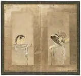 Anonymer Maler des 19. Jh., A two-panel screen. 19th century