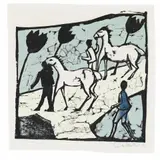 Weisse Pferde by Erich Heckel, 1912, Colour woodcut on firm Japan paper 26.6/, sold May 2014