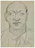 Max Beckmann, Portrait Curt Valentin, Circa 1946/1947, Pencil drawing on light grey wove paper with watermark "INGRES"