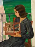 Lilia (Luise) Busse, Spanisches Mädchen mit Stieglitz, Circa 1930 - 1936, Oil on canvas