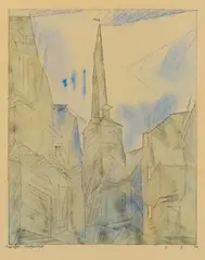 Umpferstedt by Lyonel Feininger, 1930, Watercolour and pen and ink on laid paper, sold May 2014