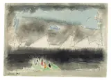 Tiny and wondering souls by Lyonel Feininger, 1947, Watercolour and pen and ink on chamois-coloured laid paper, sold May 2014