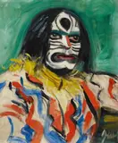 Barthel Gilles, Der Kunsthändler Alois Faust mit Maske, 1949, Oil on canvas