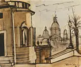 Anton Kerschbaumer, Römische Silhouetten, 1930, Brush, India ink and watercolour on laid paper with watermark "PM FABRIANO" 54.5 x 65/