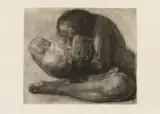 Käthe Kollwitz, Frau mit totem Kind, 1903, Etching on cooperplate card