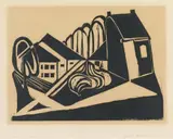 Straße mit Bäumen (Abstrakte Landschaft) by Ewald Mataré, 1933, Woodcut on chamois-coloured wove paper, sold May 2014