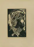 Max Pechstein, Redner, 1918, Woodcut on grey laid paper with canvas-like texture