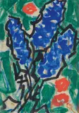Blaue und rote Blüten by Christian Rohlfs, Circa 1918-1920, Water tempera on pale brown drawing paper, sold May 2014