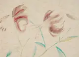 Zwei rote Blüten mit grünen Zweigen by Christian Rohlfs, 1936, Watercolour on Japan paper, sold May 2014