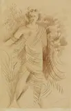 Oskar Schlemmer, Ohne Titel (Apoll von Belvedere), 1939, Red chalk drawing on parchment paper