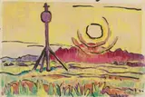 Sonnenuntergang bei einer Bake by Karl Schmidt-Rottluff, Brush and India ink and coloured chalk on laid paper, sold May 2014