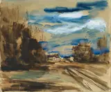 Paysage by Maurice de Vlaminck, Watercolour, gouache and India ink on chamois-coloured paper with watermark "VIDALON-LES-ANNONAY", sold May 2014