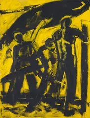 Bernd Koberling, Strandarbeiter, 1984, Oil and synthetic resin on canvas