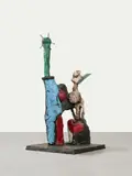 Markus Lüpertz, Pietrasanta Bronzen: Frau mit Spiegel. Der Schauspieler. Mann mit blauem Ball. Der Gärtner. Odaliske, Akt mit Spielzeug, 1993-1995, 6 works: each bronze, painted