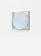 Untitled by Adolf Luther, 1982, Mirror object: concave mirror attached to mirror backing on panel. In plexiglass box, sold May 2014