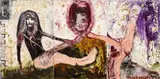 Caligula's feuchtester Traum. Mein Zypressenmaul juckt bis zum Echnackton de Large by Jonathan Meese, 2002, Oil on canvas, sold May 2014