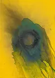 Otto Piene, Green Blossom, 1989, Acrylic and traces of fire on canvas