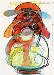 Untitled by Dieter Roth, 1978, Wax crayon on laid paper, sold May 2014