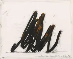 Bernar Venet, Two indeterminate Lines, 2005, Oil crayon and gouache, collaged, on card