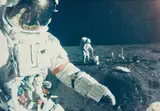Nasa, Astronaut Alan Shepard, foreground, walks toward MET during first extravehicular activity, Apollo 14