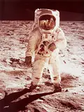 Nasa, Astronaut Edwin E. Aldrin Jr. walks on the surface of the Moon, Apollo 11, 1969, Chromogenic print on RC paper by Kodak, printed 1970s