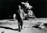 Nasa, Dr. Wernher von Braun, one of the leaders in America's space flight program, took a walk on the Moon, 1969, Vintage ferrotyped gelatin silver print