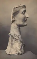 Fernand Khnopff, Masque de jeune Anglaise, 1891, Toned platinum print, in parts hand coloured in pastel