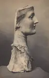 Fernand Khnopff, Masque de jeune Anglaise, 1891, Toned platinum print, in parts hand coloured in pastel