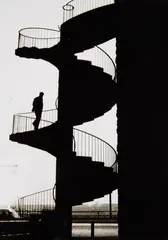 Lotte Laska, An der Rheinbrücke in Köln (At the Rhine Brigde, Cologne), 1961, Vintage ferrotyped gelatin silver print on Agfa-Portriga paper