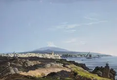 Francesco Zerilli, A View of Mount Etna and the Bay of Catania, Gouache on paper