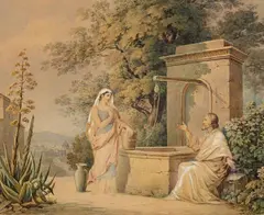 Friedrich Wilhelm Moritz, Christ and the Samaritan Woman, Watercolour