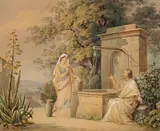 Friedrich Wilhelm Moritz, Christ and the Samaritan Woman, Watercolour