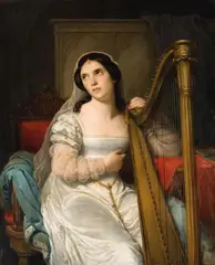 Cornelis Kruseman, The Harp Player, Oil on canvas