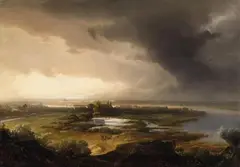 Caspar Scheuren, View of the Lower Rhine, Oil on canvas
