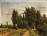 Jan Willem van Borselen, Landscape with a Poplar-Lined Avenue, Oil on canvas