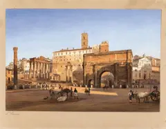 Salomon Corrodi, A View of the Roman Forum, Watercolour