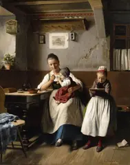 Franz Meyerheim, The Caring Mother, 1867, Oil on canvas (relined)