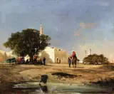 Victor Huguet, North African Landscape, Oil on canvas