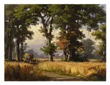 Robert Zünd, The Grain Harvest, Oil on canvas, mounted on wood