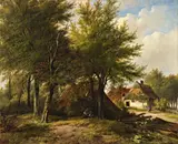 Johannes Herman Barend Koekkoek, Landscape with a Farmhouse, Oil on canvas