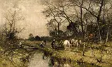 Ludvig Munthe, Autumn Landscape with Peasants