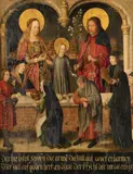 The Feeding of the Hungry with the Holy Family by Niederdeutscher Meister circa 1520, Oil on panel (parquetted), sold May 2014