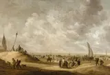Jan van Goyen, On the Beach at Scheveningen, Oil on canvas