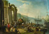 Two Harbour Scenes with Figures by Flemish School of the 17th century, Oil on copper. Each, sold May 2014