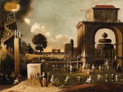 Jan Micker, The Narrow Path of Virtue and Broad Road of Vice, Oil on panel
